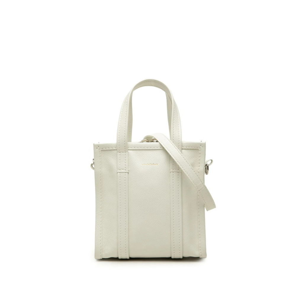 Balenciaga Bazaar Shopper XXS Handbag Shoulder Bag 2WAY 513988 White Leather ...